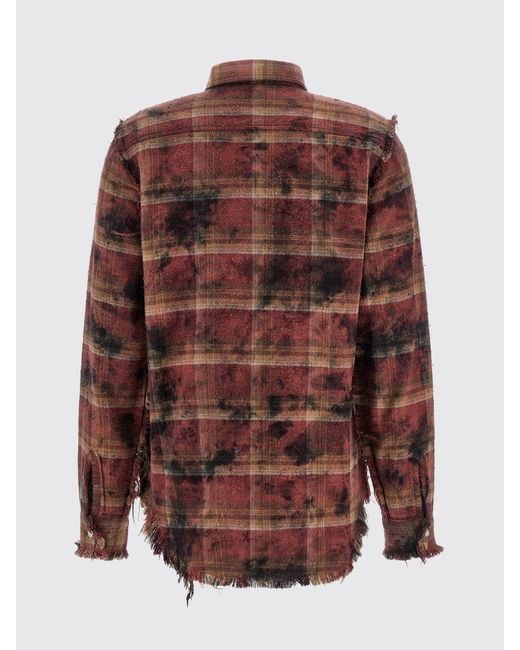 R13 Brown Used Cotton Shirt With Check Print