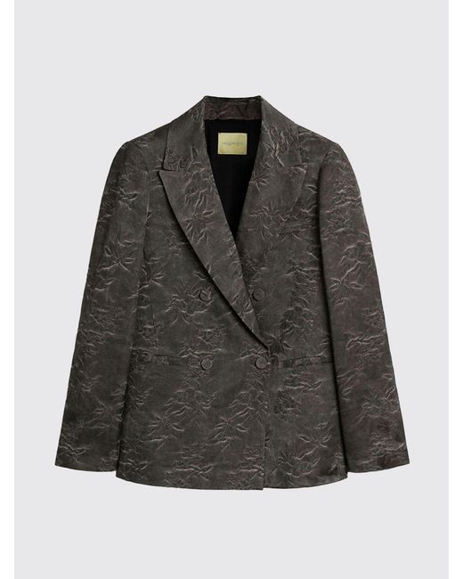 Momoní Gray MomonÌ Double-Breasted Jacquard Viscose Blazer