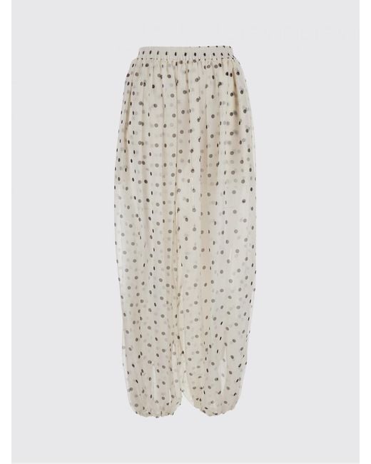 MSGM White Polka Dot Crêpe Wide Leg Trousers With Elasticated Waist
