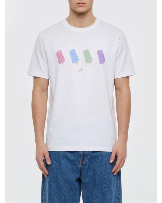 Paul Smith White Crew Neck Cotton T-Shirt for men