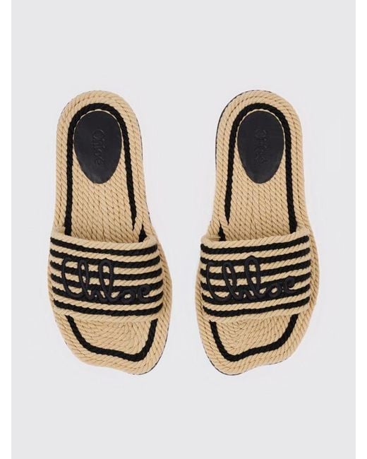 Chloé White ChloÉ Striped Woven Rope Sliders