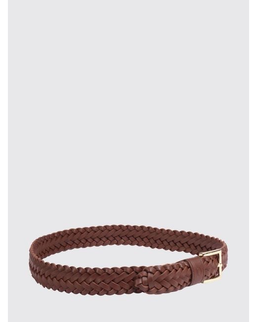 Orciani Brown Woven Leather Belt With Pin Buckle