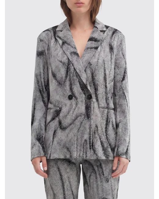MACCAPANI Gray Double-Breasted Viscose And Organic Cotton Blazer