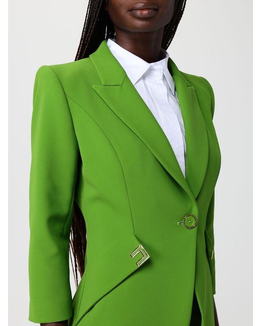 Elisabetta Franchi Green Crêpe Single Breasted Blazer
