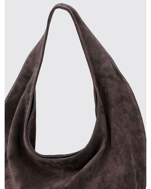 Maeden Black Market Suede Calf Leather Shoulder Bag With Flat Handle