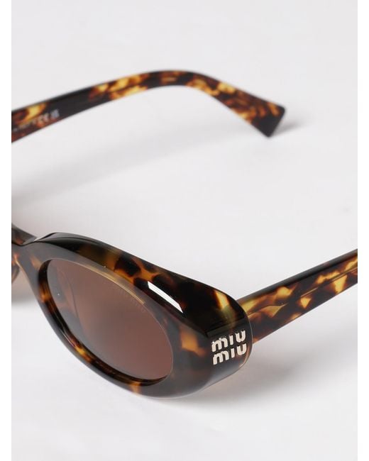 Miu Miu Natural Oval Tortoiseshell Acetate Sunglasses