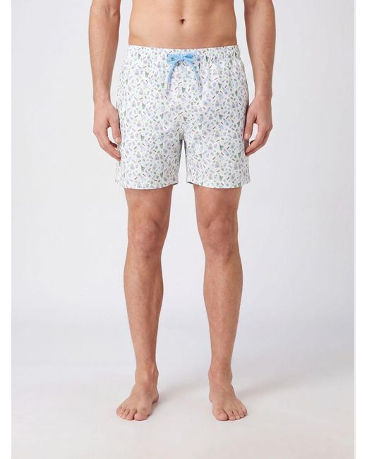 Mc2 Saint Barth Blue Printed Boxer Swim Trunks for men