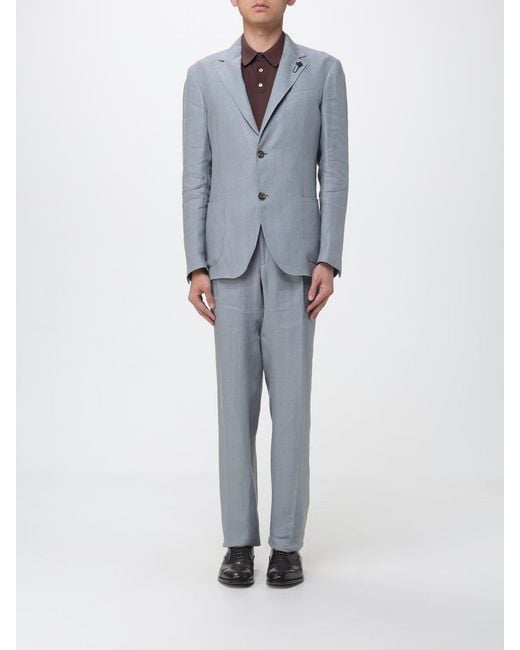 Lardini Blue Single Breasted Linen Dress for men
