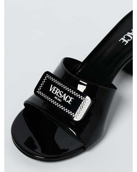 Versace Black Theia Patent Leather Mules