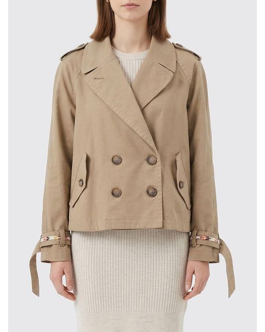Bazar Deluxe Natural Double-Breasted Cotton Blend Trench Coat