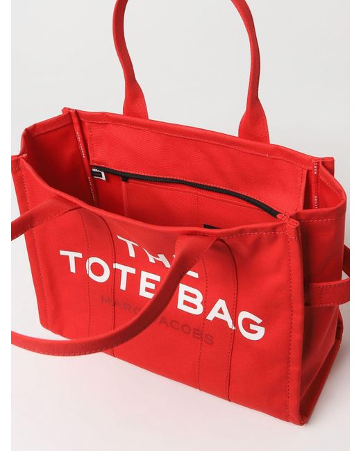 Marc Jacobs Red The Large Tote Bag In Canvas With Jacquard Logo