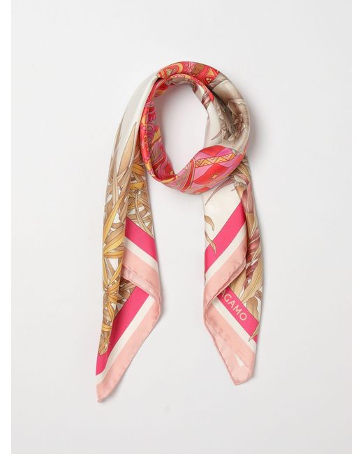 Ferragamo Pink India Print Silk Foulard