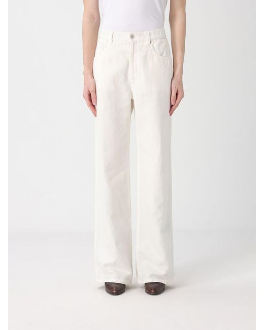Brunello Cucinelli White Wide-Leg Cotton And Linen Jeans