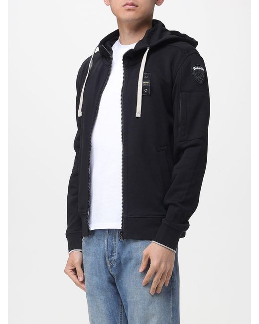 Blauer Blue Cotton Hoodie With Logo for men