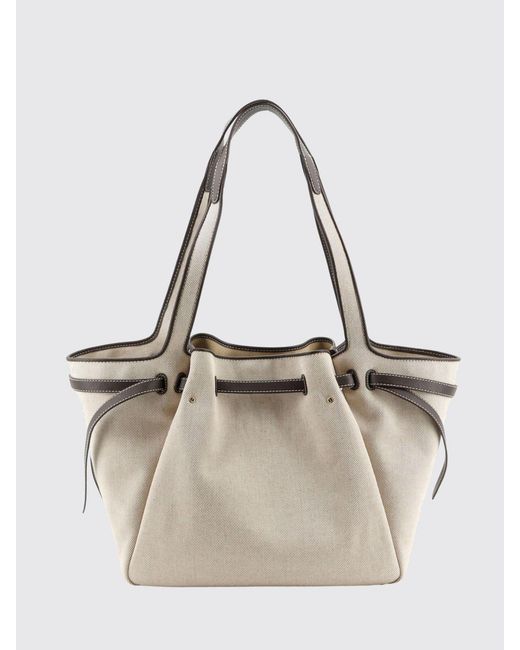 Tory Burch Natural Romy Cotton Canvas And Leather Bag