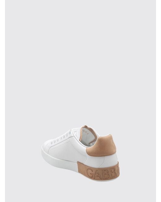 Dolce & Gabbana White Dolce &Amp Gabbana Portofino Bicolour Calfskin Sneakers With Logo for men