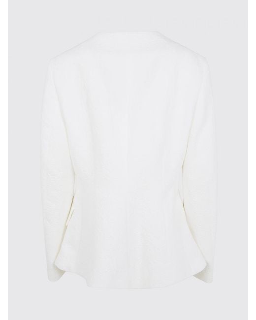 Totême  White Cropped Crew Neck Cotton Jacket With Concealed Closure