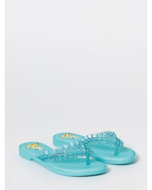 Melissa X Ganni Blue Ruched Pvc Thong Sandals With Low Heel