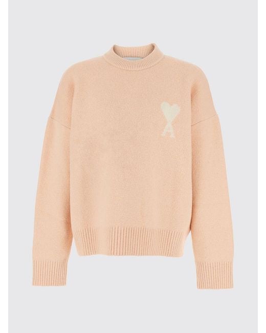 AMI Blue Jacquard Logo Alpaca And Wool Blend Crewneck Jumper for men