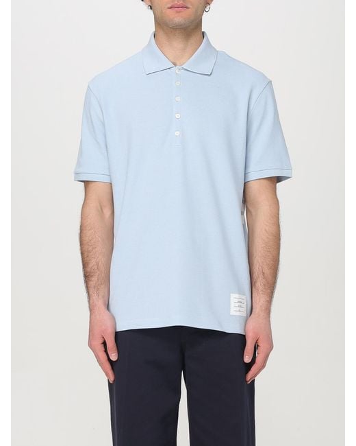 Thom Browne Blue Basic Cotton Polo Shirt for men