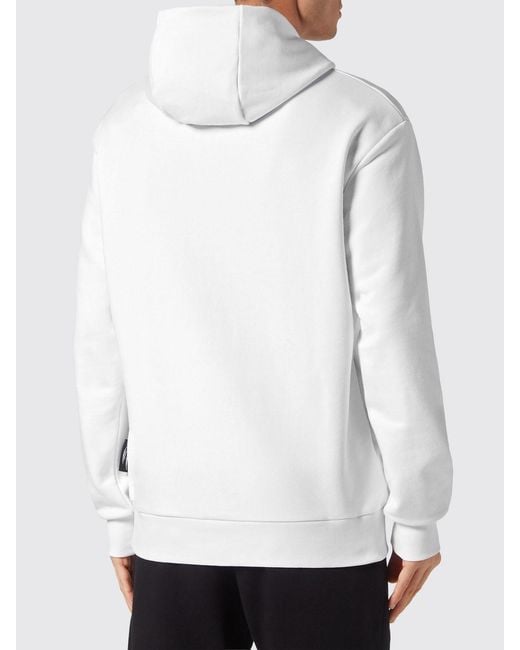 Philipp Plein Gray Printed Logo Cotton Hoodie With Dropped Shoulders for men