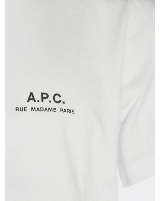 A.P.C. White Cotton T-Shirt With Contrast Logo On The Chest for men