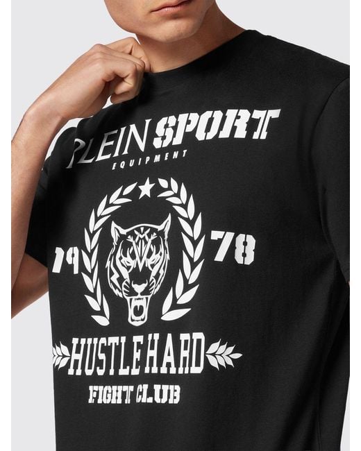 Philipp Plein Black Contrasting Graphic Print Cotton T-Shirt for men