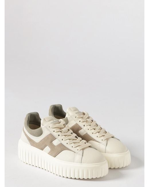 Hogan Natural H-Stripes Hammered Leather Sneakers