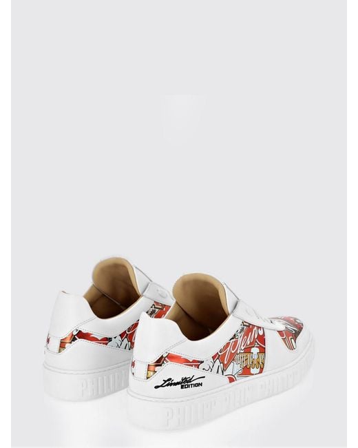 Philipp Plein White Notorious Leather Sneakers With Graphic Print for men