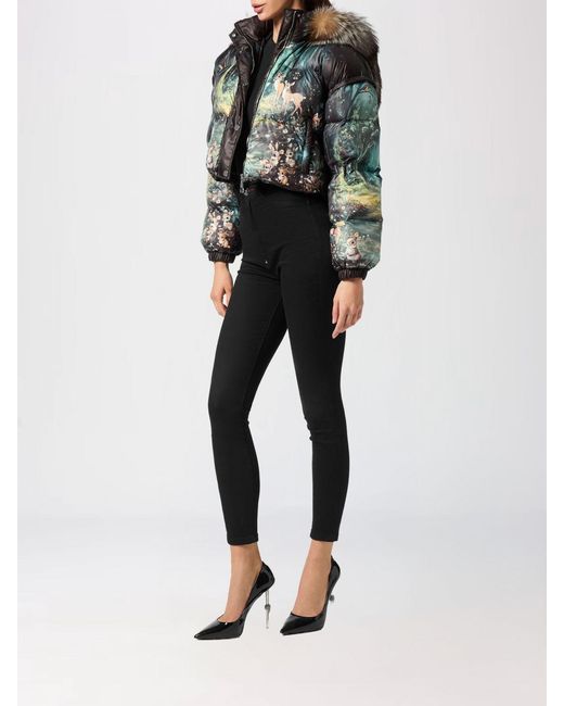 Philipp Plein Black Printed Nylon Fairy Down Jacket