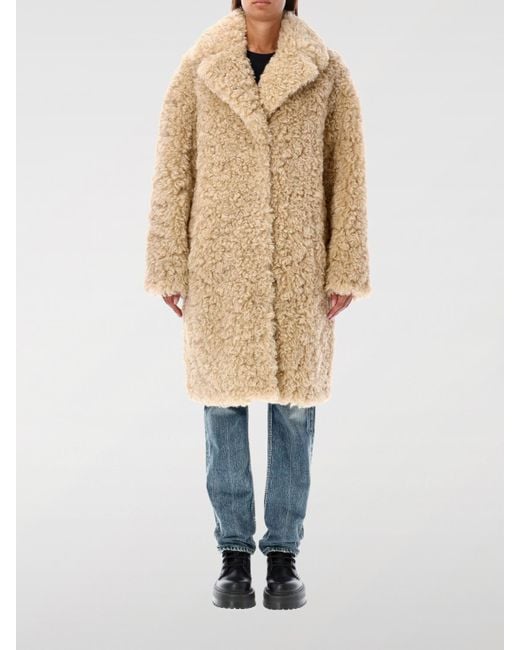 Stand Studio Natural Long Faux Fur Shearling Jacket