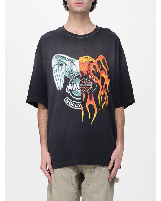 Amiri Blue Spliced Logo Cotton T-Shirt for men