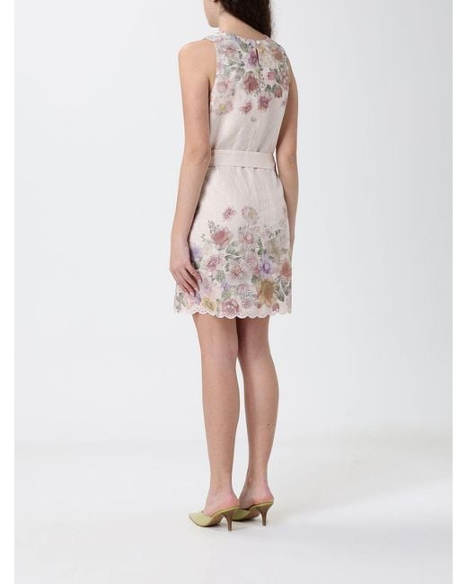 Twinset White Floral Print Linen Mini Dress