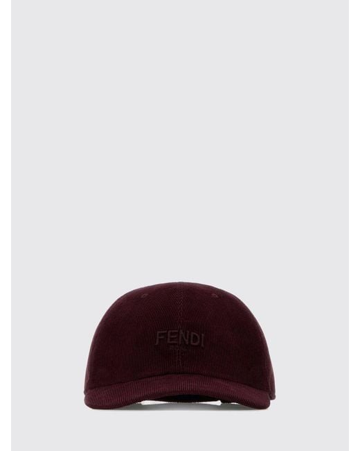 Fendi Brown Ribbed Cotton Velvet Hat By for men