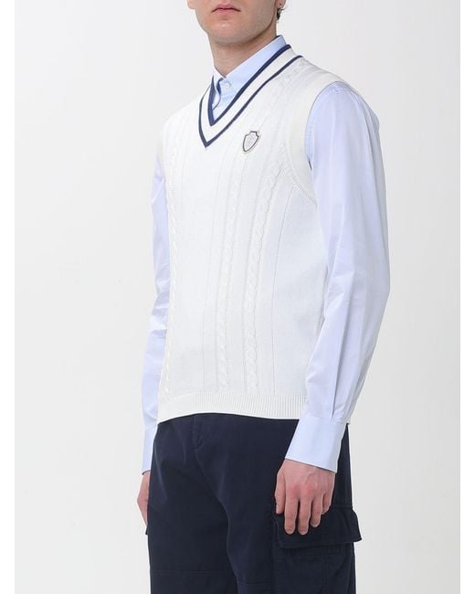 Brunello Cucinelli White Cotton Knit Vest for men