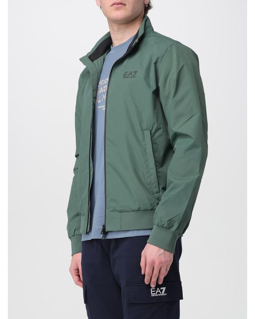 EA7 Green Polyester Jacket With Logo for men