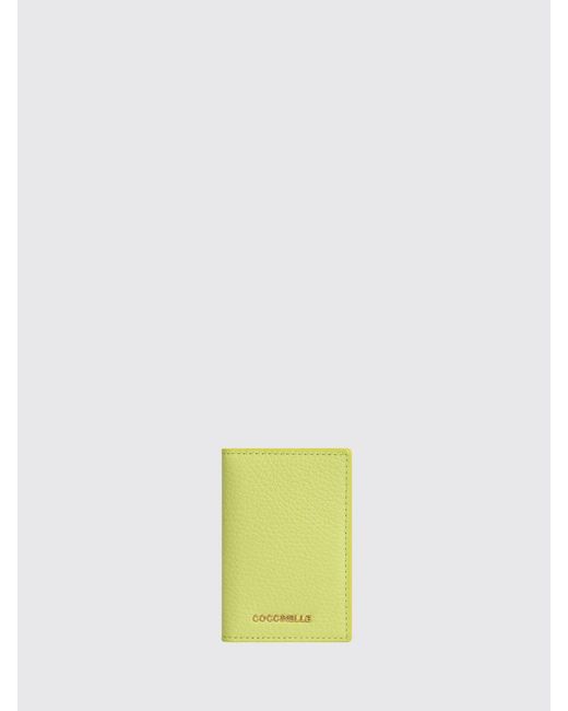 Coccinelle Yellow Metallic Small Grained Leather Credit Card Holder