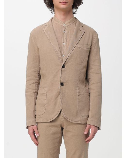 Mason's Natural Single Breasted Cotton And Linen Blazer for men