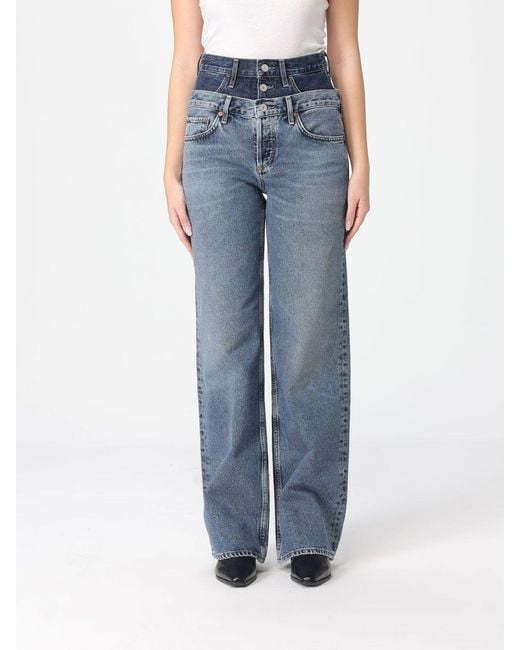 Jeans Double-Waist De De Algodón Reciclado Agolde de color Blue