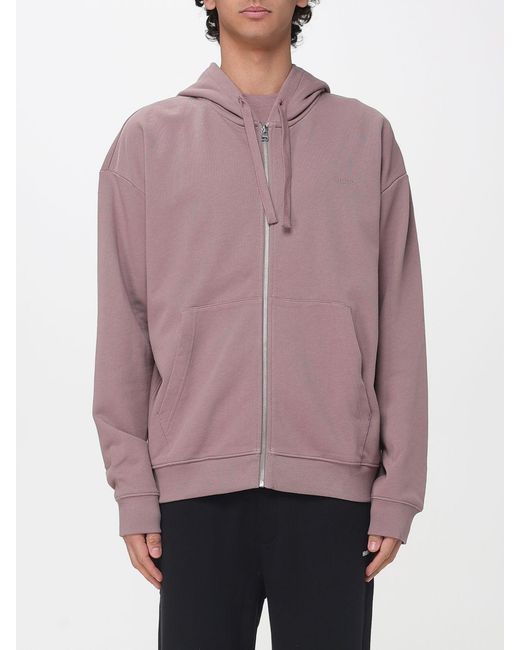 HUGO Pink Dapozip Cotton Hoodie for men