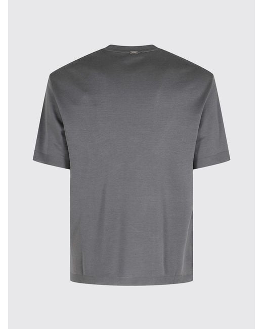 Herno Gray Crew-Neck Short-Sleeved T-Shirt for men