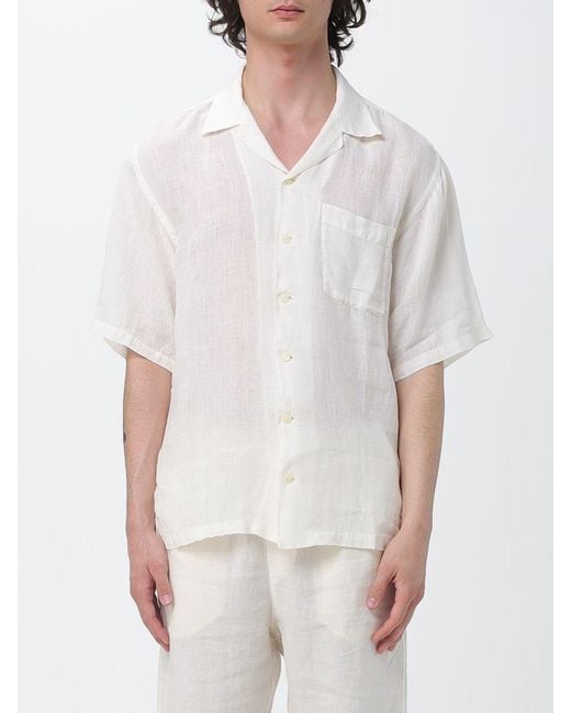 120% Lino White Casual Linen Shirt for men