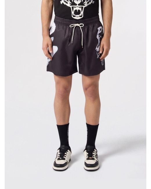 Philipp Plein Black Stretch Technical Fabric Jogging Shorts for men