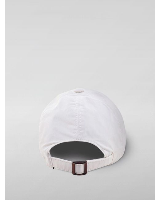 Cappello in cotone con logo ricamato di Brunello Cucinelli in White da Uomo