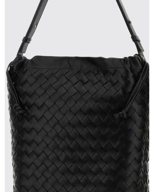 Bottega Veneta Black Biblioteca Woven Leather Bucket Bag for men