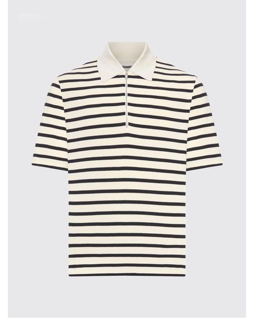 Jil Sander Blue Striped Cotton Polo Shirt for men