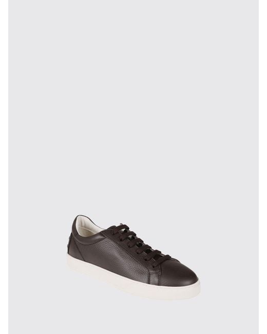 Tod's Brown Low-Top Hammered Calfskin Sneakers With Heel Rubber Pebbles for men