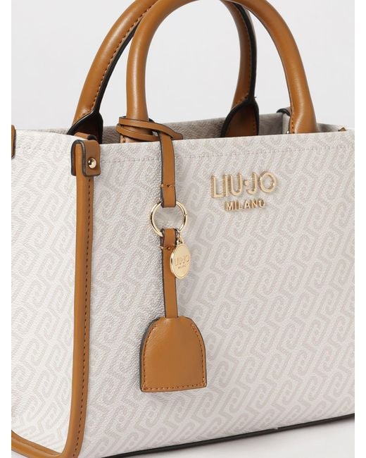 Liu Jo White Monogram Print Handbag With Double Handle And Adjustable Shoulder Strap