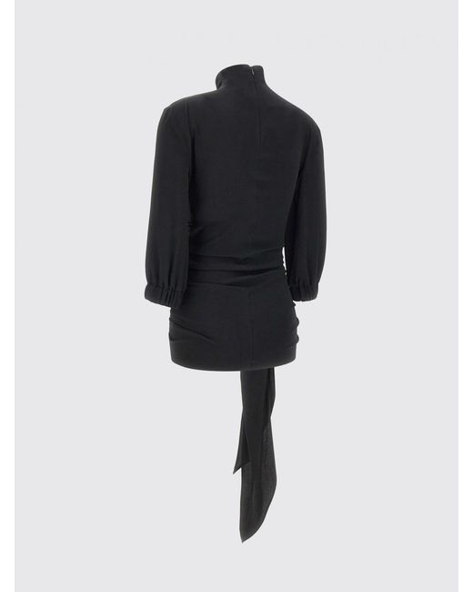 The Attico Black Draped Silk Blend Blouse
