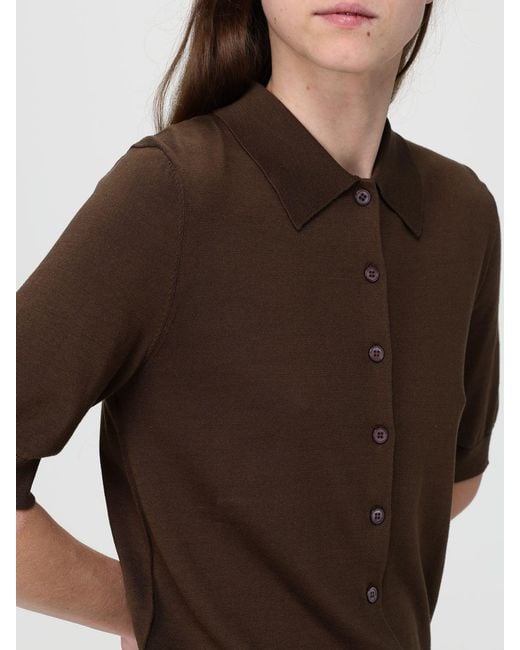 Kangra Brown Cotton And Silk Polo Cardigan